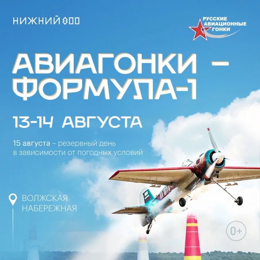 Авиационные гонки «Формула-1» на кубок В.П. Чкалова состоятся над акваторией Волги в районе Волжской набережной